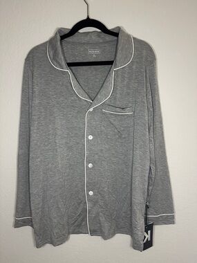 KicKee Gray Women's Pajama Set with White Piping